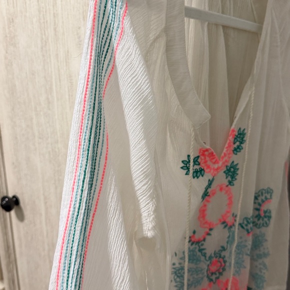 EUC Boden White Tunic with Pink & Teal Embroidery Size 18 - Picture 4 of 4